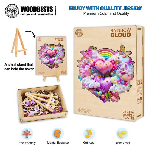 Rainbow Cloud Wooden Jigsaw Puzzle - Woodbests