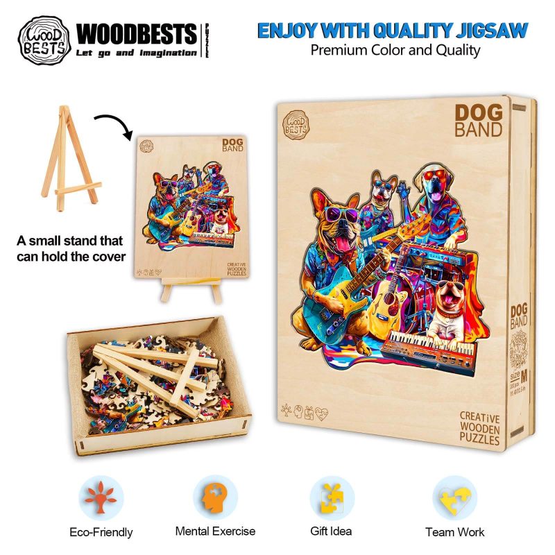 Dog Band Wooden Jigsaw Puzzle