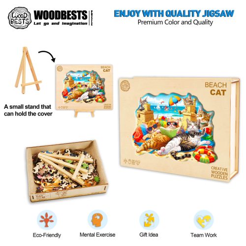 Beach Cat Wooden Jigsaw Puzzle