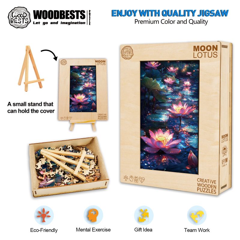 Moon Lotus Wooden Jigsaw Puzzle - Woodbests