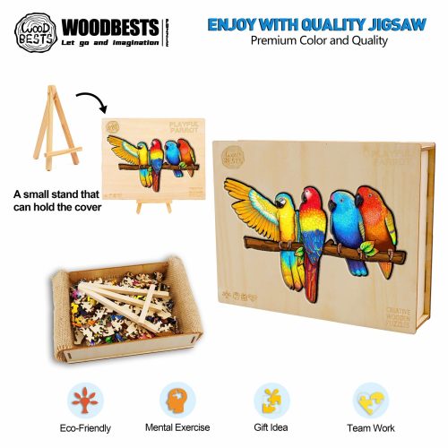 Playful Parrot Wooden Jigsaw Puzzle-Woodbests