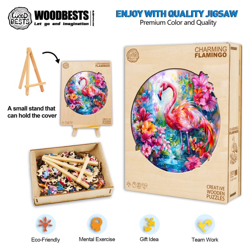 Charming Flamingo Wooden Jigsaw Puzzle