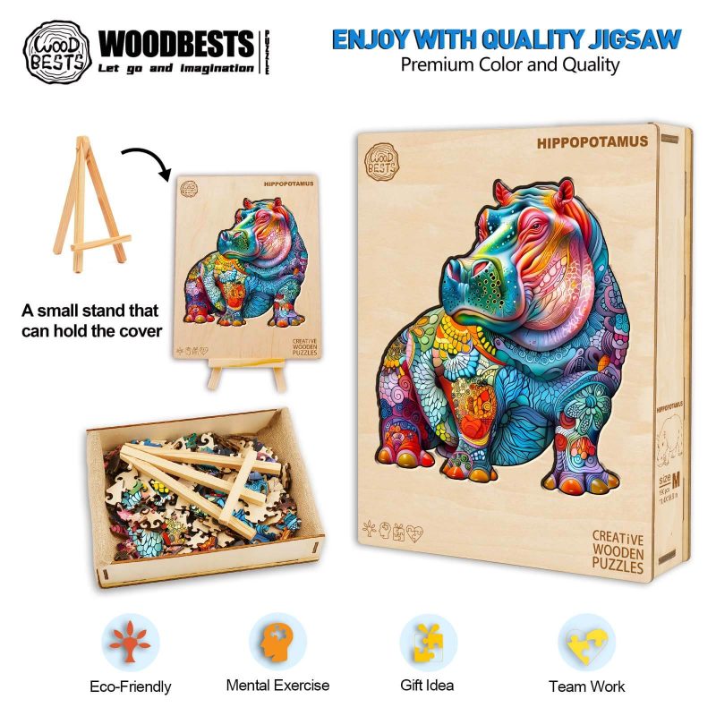 Hippopotamus Wooden Jigsaw Puzzle