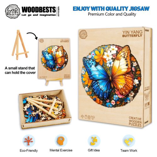 Yin Yang Butterfly Wooden Jigsaw Puzzle - Woodbests