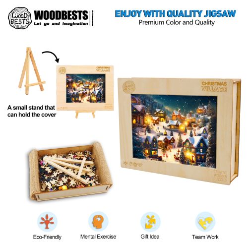 Christmas Village Wooden Jigsaw Puzzle-Woodbests