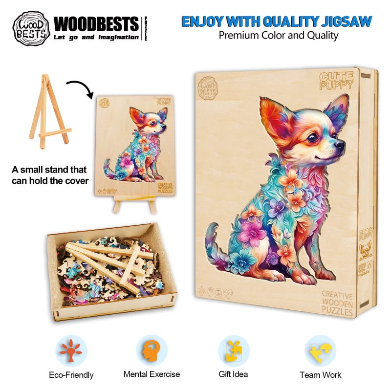 Cute Puppy Wooden Jigsaw Puzzle