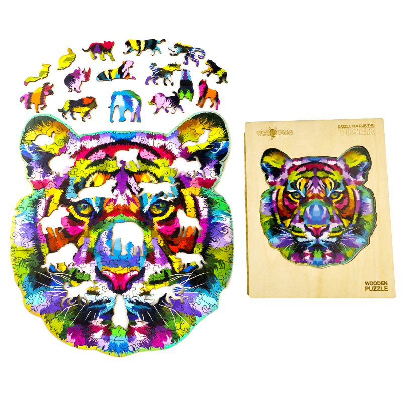 Colorful Tiger Wooden Jigsaw Puzzle - Woodbests