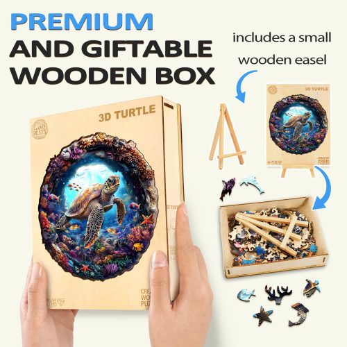 3D Turtle Wooden Jigsaw Puzzle - By Woodbests