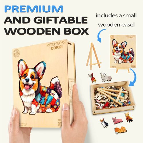 Patchwork Corgi Wooden Jigsaw Puzzle - By Woodbests