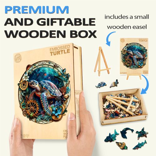 Embossed Turtle Wooden Jigsaw Puzzle - Woodbests