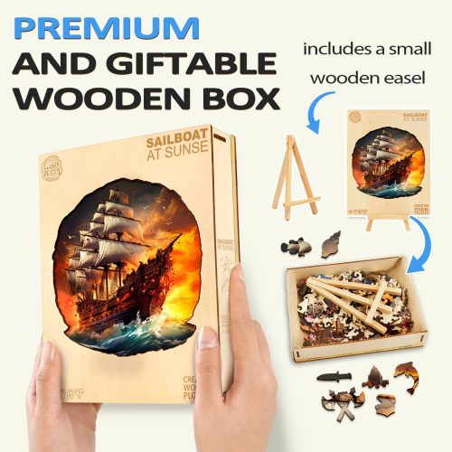 Sailboat At Sunse Wooden Jigsaw Puzzle - Woodbests