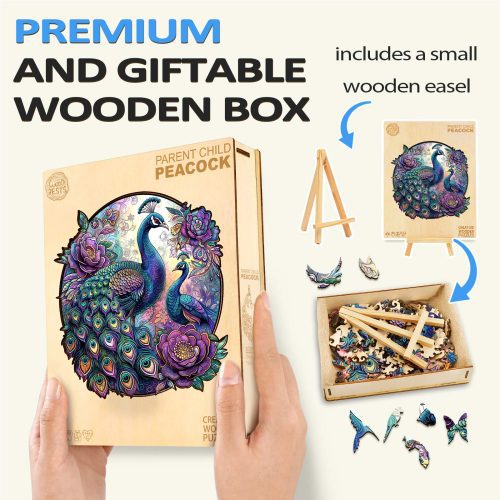 Parent Child Peacock Wooden Jigsaw Puzzle - By Woodbests