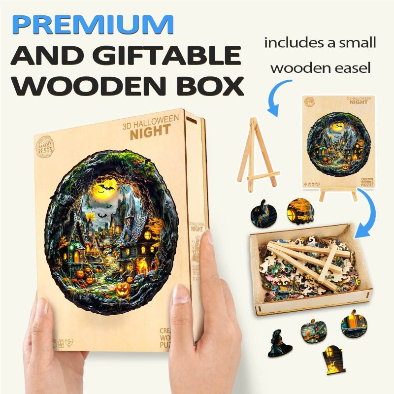 3D Halloween Night Wooden Jigsaw Puzzle - Woodbests