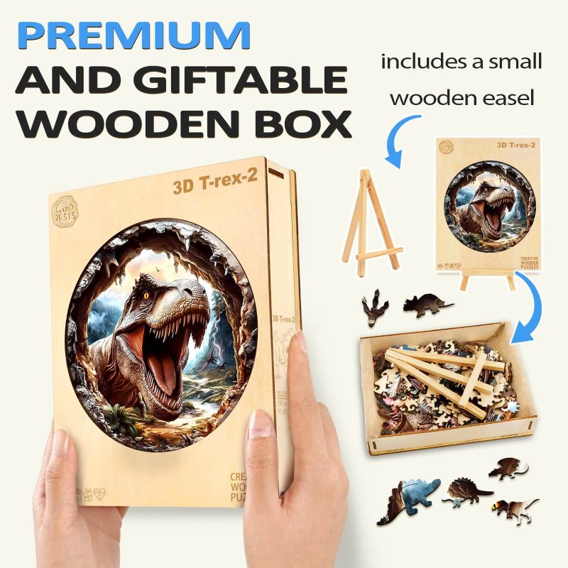 3D T-Rex 2 Wooden Jigsaw Puzzle - Woodbests