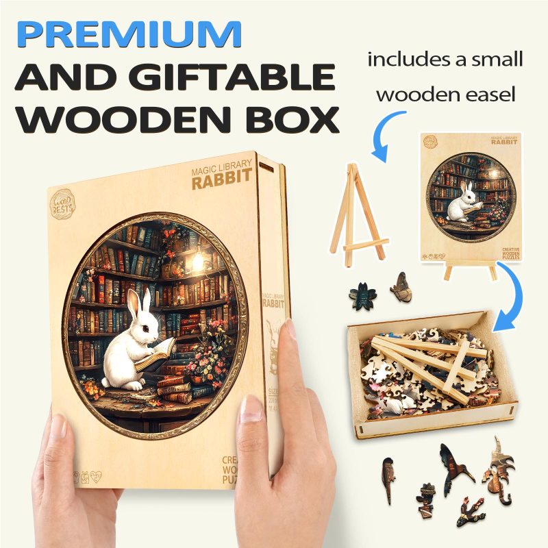 Magic Library Rabbit Wooden Jigsaw Puzzle - By Woodbests