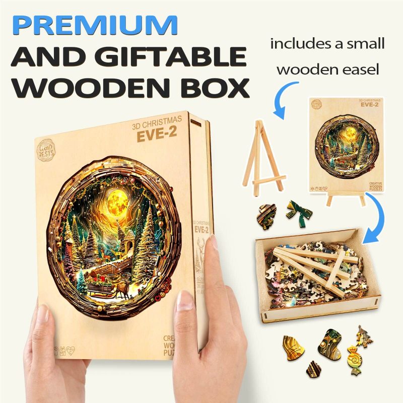 3D Christmas Eve-2 Wooden Jigsaw Puzzle - Woodbests