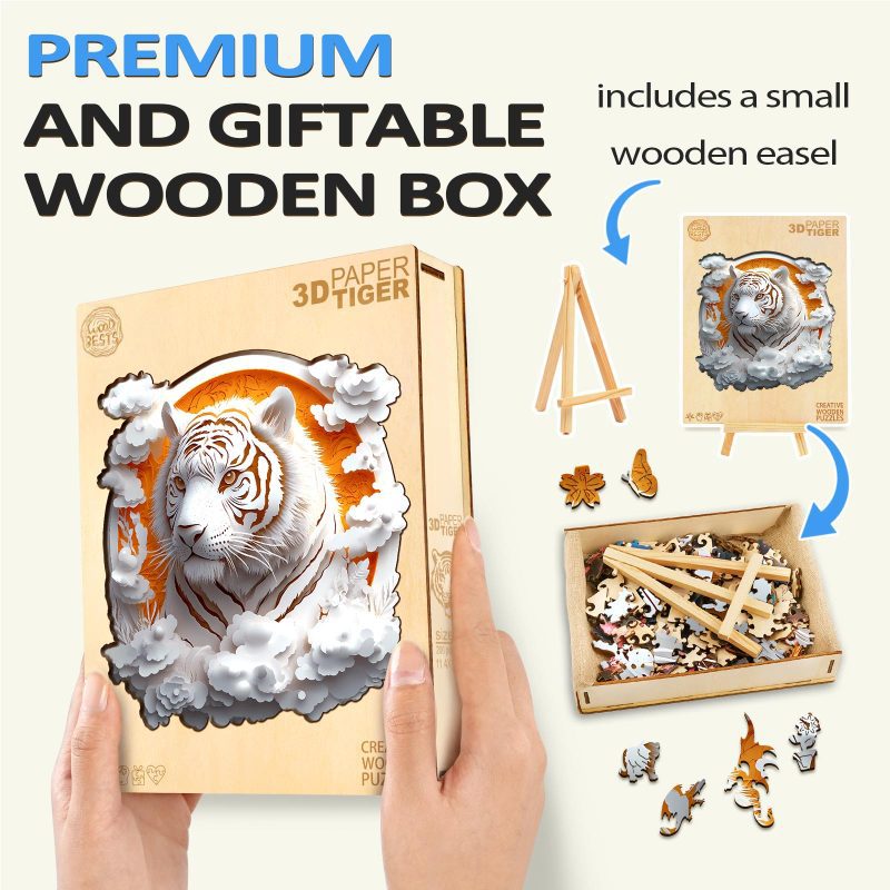 3D Paper Tiger Wooden Jigsaw Puzzle - By Woodbests