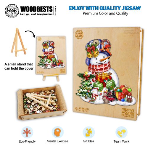 Christmas Snowman Wooden Jigsaw Puzzle-Woodbests