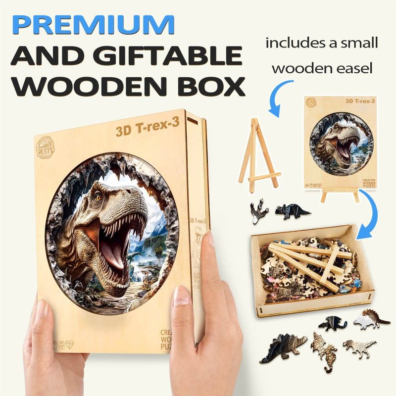 3D T-Rex 3 Wooden Jigsaw Puzzle - Woodbests