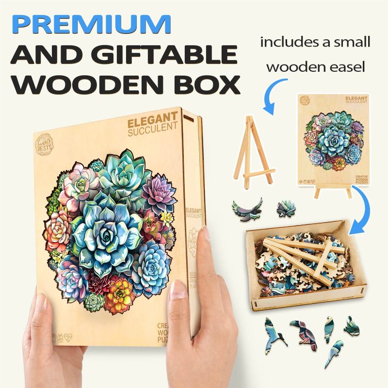 Elegant Succulent Wooden Jigsaw Puzzle - By Woodbests