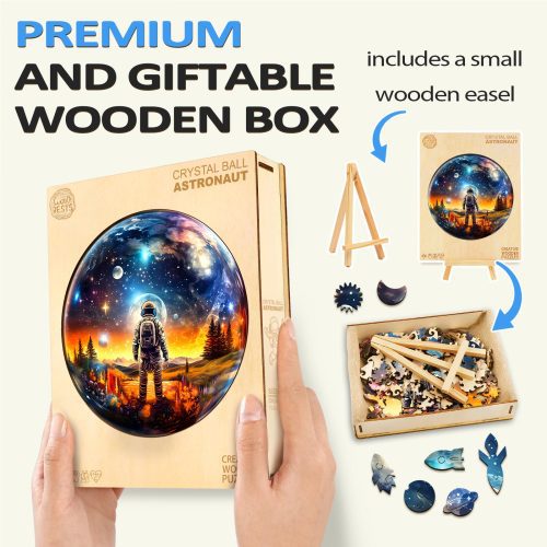 Crystal Ball Astronau Wooden Jigsaw Puzzle - Woodbests