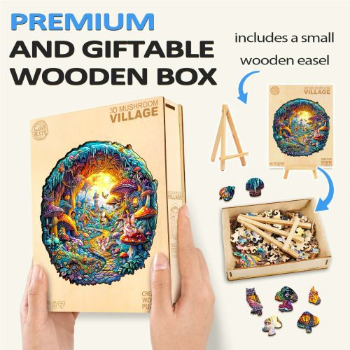 3D Mushroom Village Wooden Jigsaw Puzzle - By Woodbests