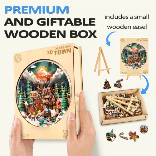 3D Christmas Town Wooden Jigsaw Puzzle - Woodbests