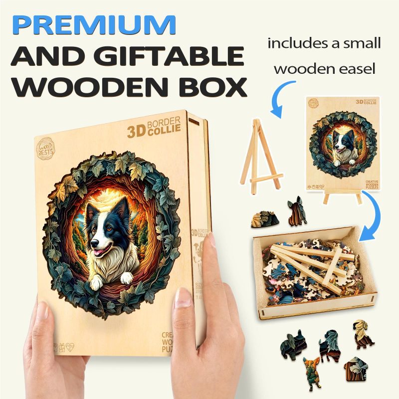 3D Border Collie Wooden Jigsaw Puzzle - By Woodbests