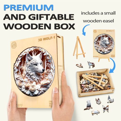 3D Wolf-1 Wooden Jigsaw Puzzle - Woodbests