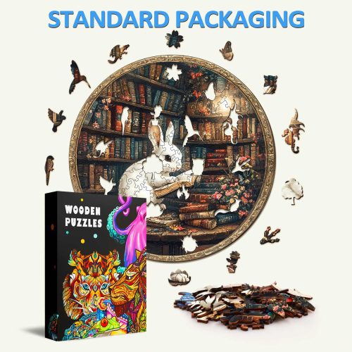 Magic Library Rabbit Wooden Jigsaw Puzzle - By Woodbests