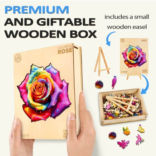 Colorful Rose Wooden Jigsaw Puzzle - Woodbests