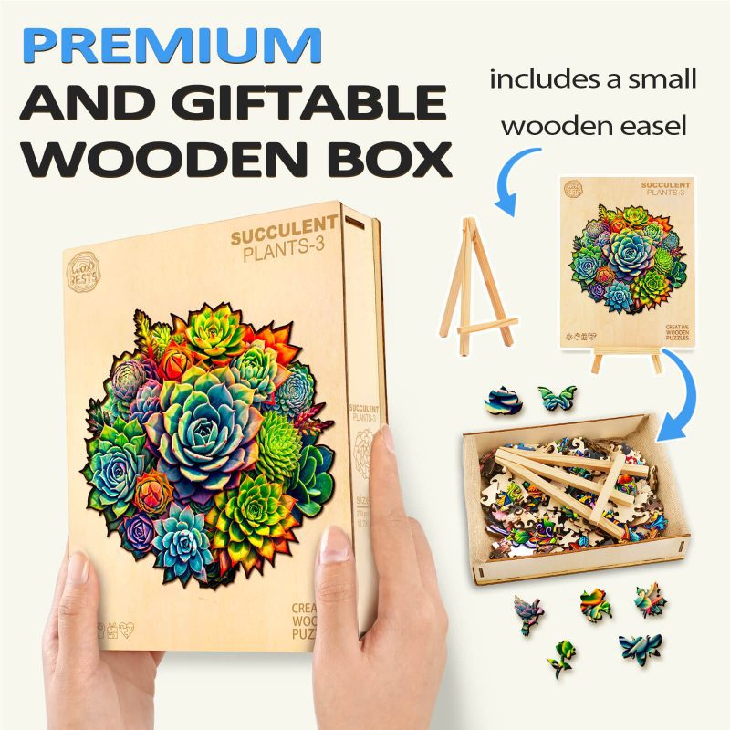 Succulent Plants-3 Wooden Jigsaw Puzzle - Woodbests