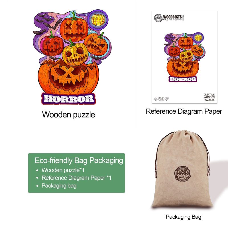 Horror Pumpkin Wooden Jigsaw Puzzle - Woodbests