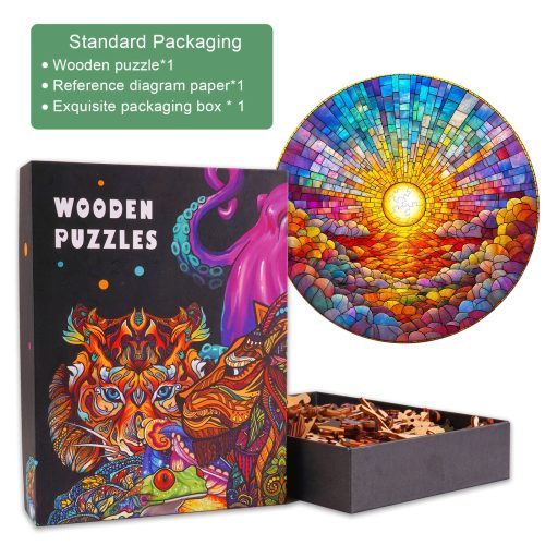 Stained Glass Rainbow Wooden Jigsaw Puzzle - By Woodbests