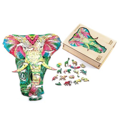 Coloured Elephant Wooden Jigsaw Puzzle - Woodbests