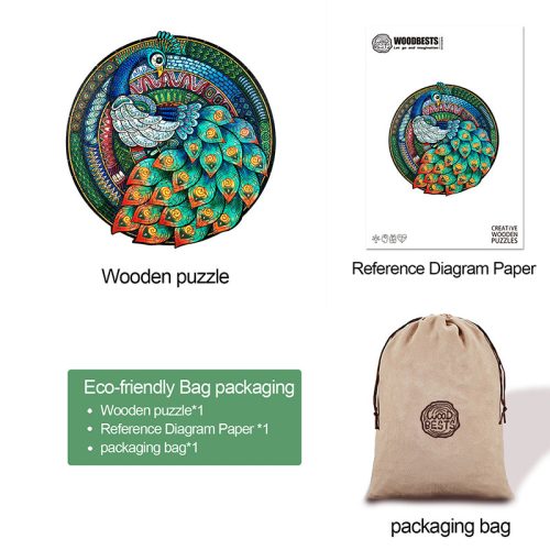 Elegant Peacock Wooden Jigsaw Puzzle - Woodbests