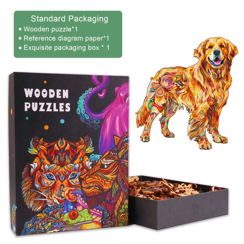 Handsome Golden Retriever Wooden Jigsaw Puzzle - Woodbests