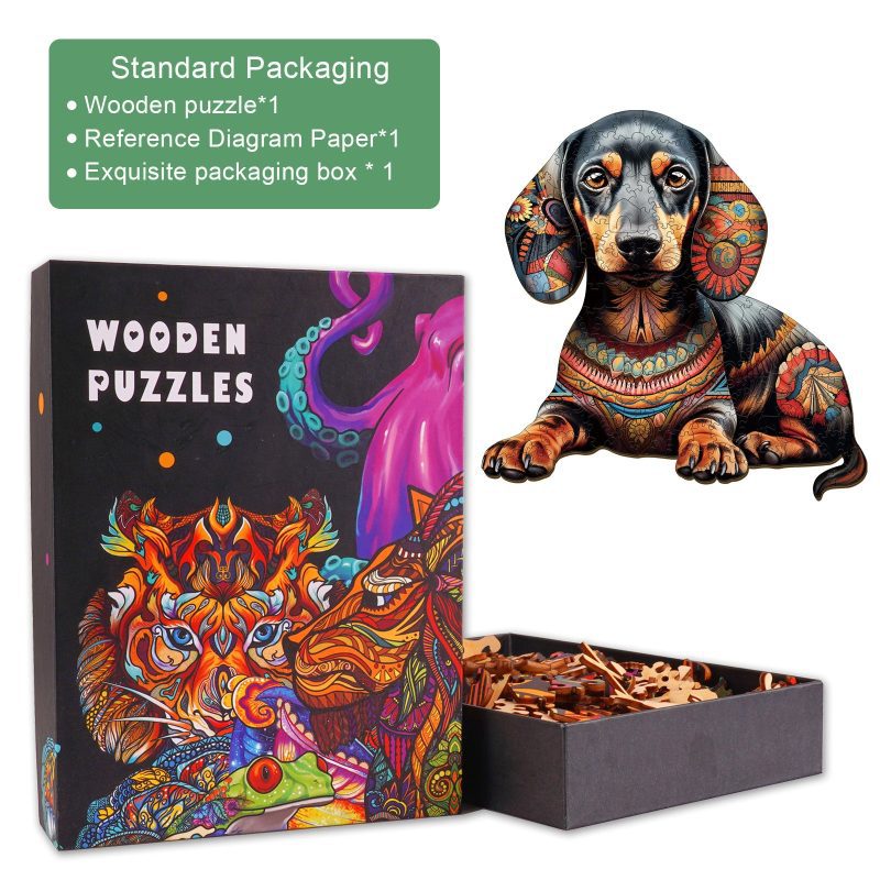 Clever Dachshund Wooden Jigsaw Puzzle-Woodbests