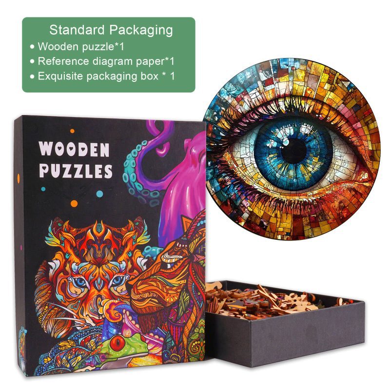 3D Stained Glass Eyes Wooden Jigsaw Puzzle - By Woodbests