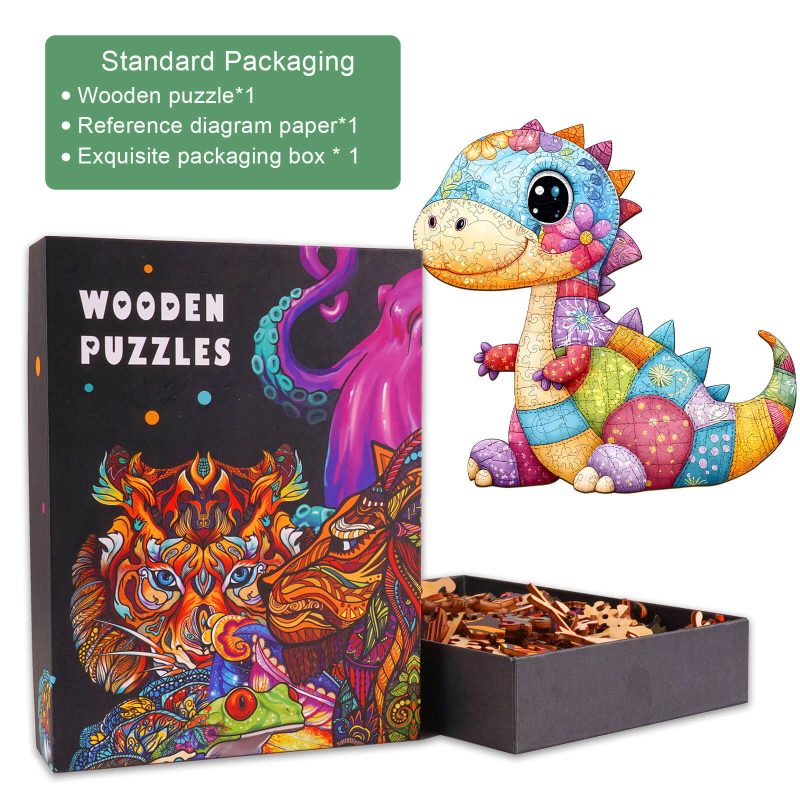 Patchwork Dinosaur Wooden Jigsaw Puzzle - Woodbests