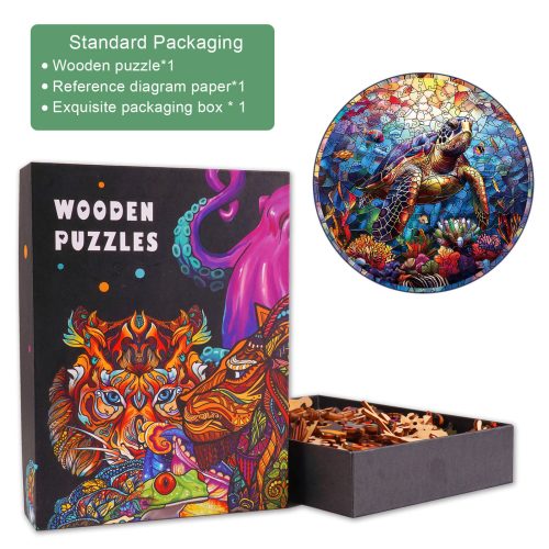 Stained Glass Turtle Wooden Jigsaw Puzzle - Woodbests