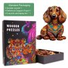 Long-haired Dachshund 2 Wooden Jigsaw Puzzle-Woodbests