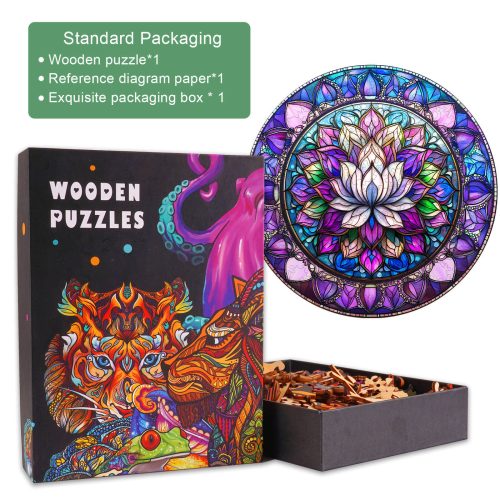 Stained Glass Lotus-2 Wooden Jigsaw Puzzle - Woodbests