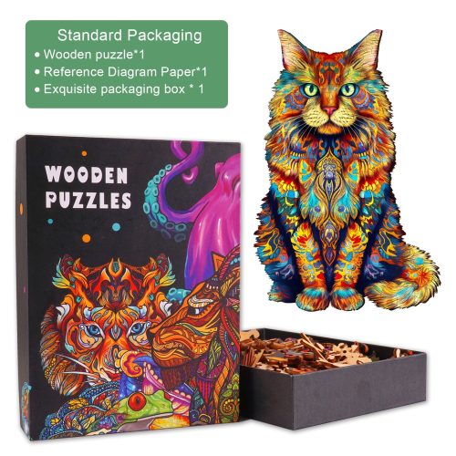 Maine Coon 2 Wooden Jigsaw Puzzle-Woodbests