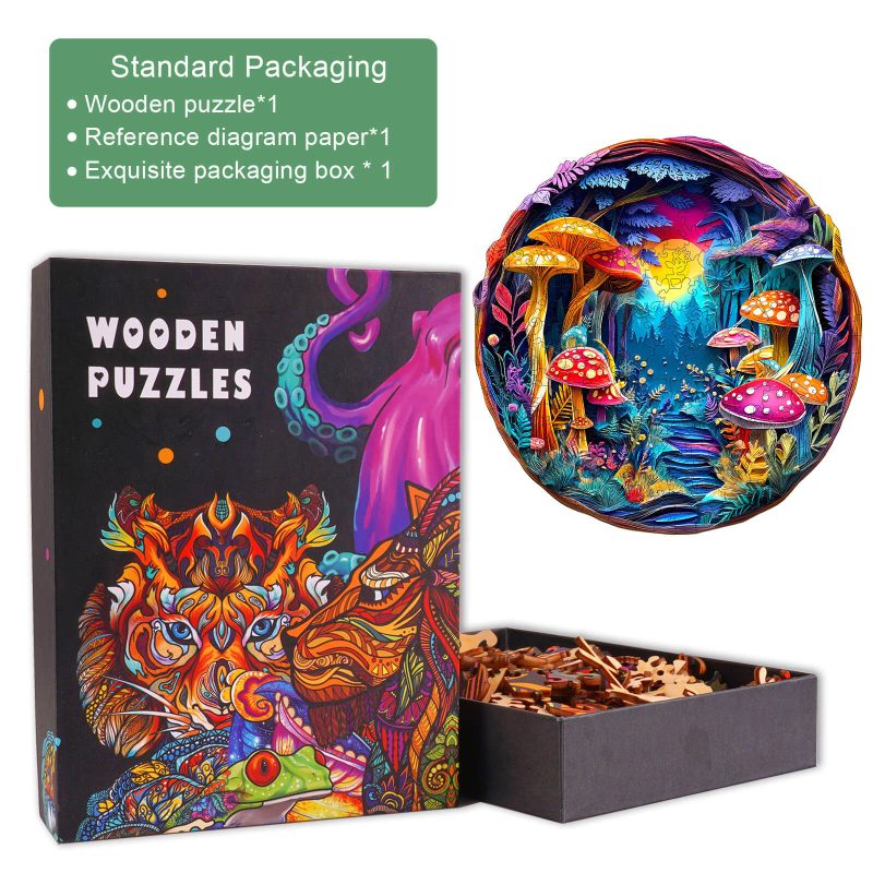 3D Colorful Paper Sculpture Mushroom Wooden Jigsaw Puzzle - By Woodbests