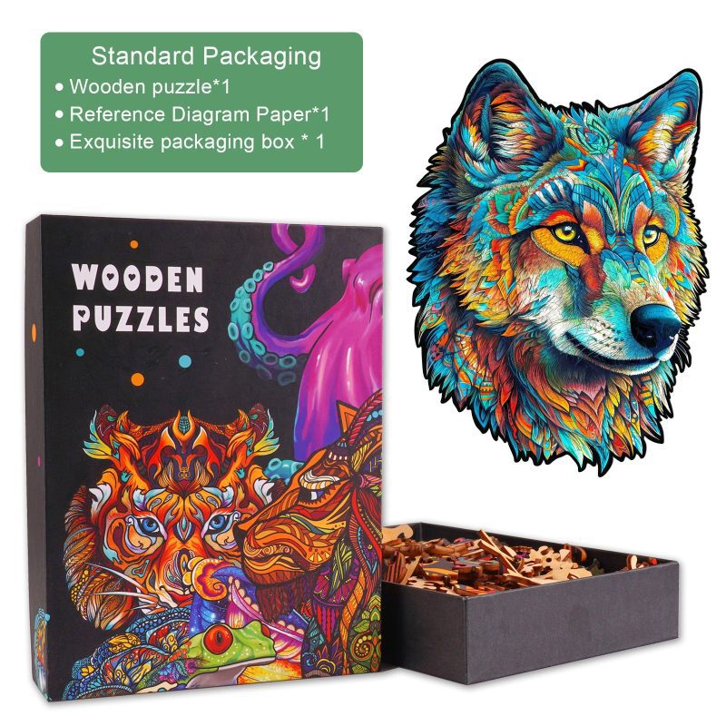 Fearless Wolf Wooden Jigsaw Puzzle-Woodbests