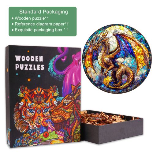 Stained Glass Dragon-2 Wooden Jigsaw Puzzle - By Woodbests