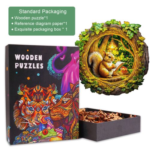 3D Squirrel in The Cave-2 Wooden Jigsaw Puzzle - Woodbests