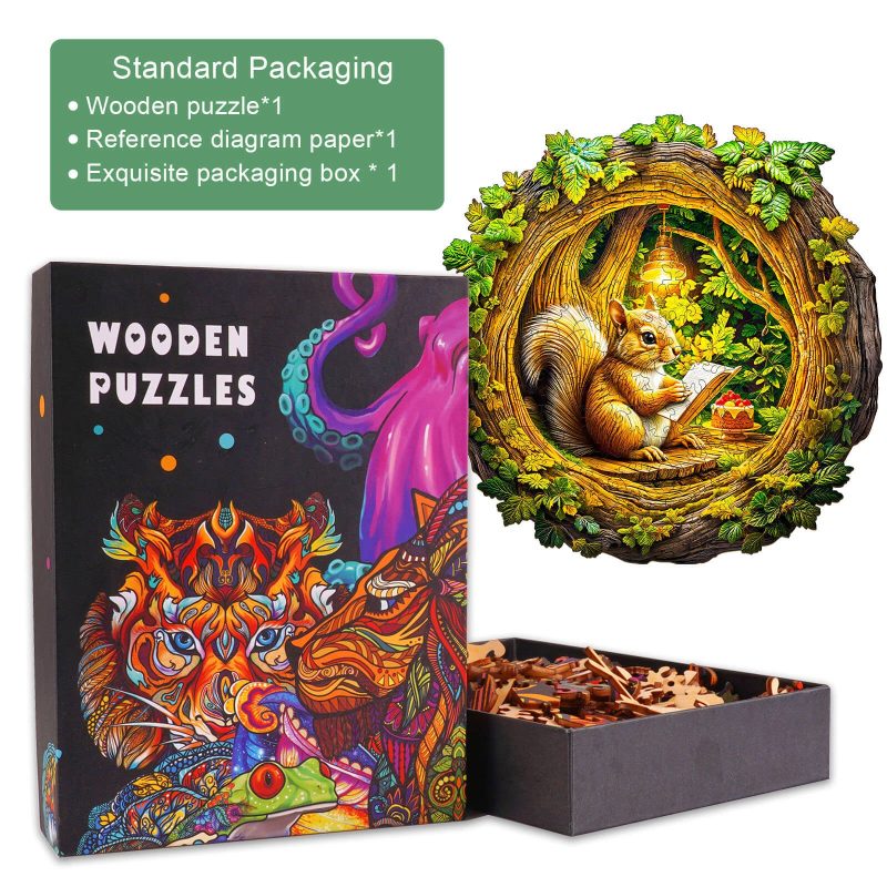 3D Squirrel in The Cave-2 Wooden Jigsaw Puzzle - Woodbests