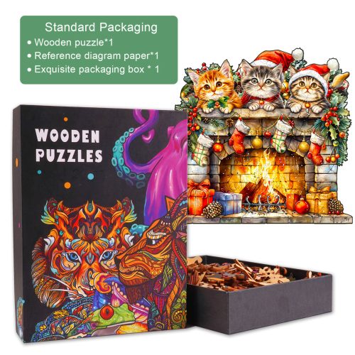 Fireplace Kitten Wooden Jigsaw Puzzle - By Woodbests